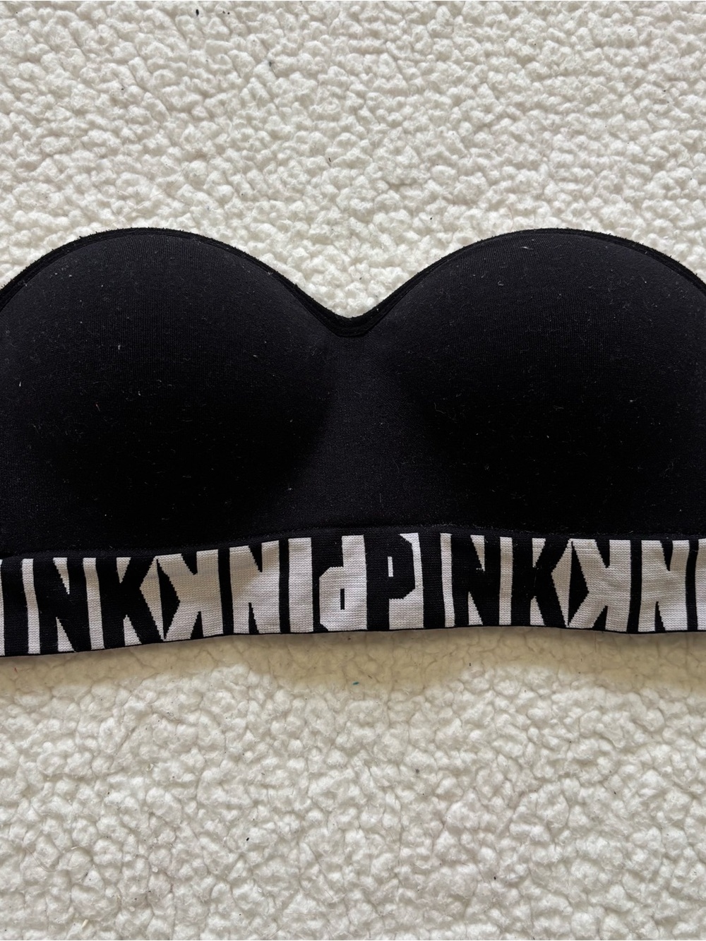 VS PINK Black Cool & Comfy Push-Up Bandeau Bra Strapless Size S Y2K athleisure